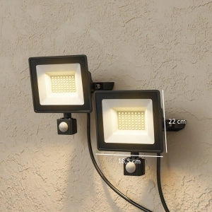 Lampada Da Lavoro - 50 W, 5500 Lumen - Alluminio - Nero - Illuminazione Esterna Con Sensore - Angolo Regolabile