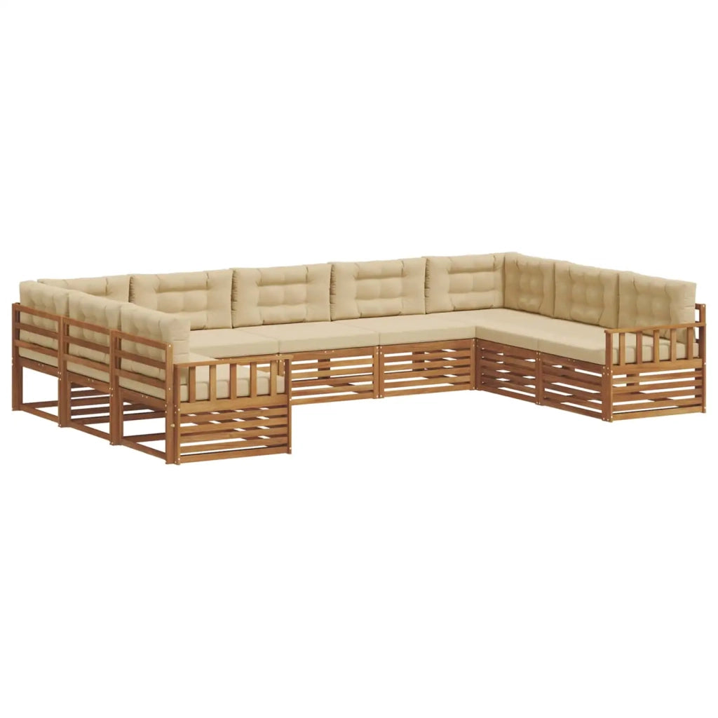 Set di divani da esterno con cuscino 9 pcs Naturale e Beige 3374123