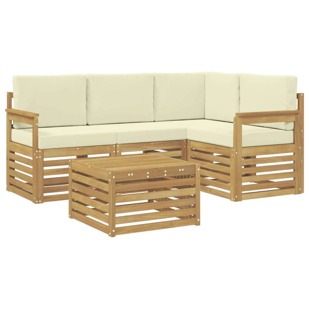 Set di divani da esterno 5 pcs Bianco e Crema 59 x 59 x 37 cm