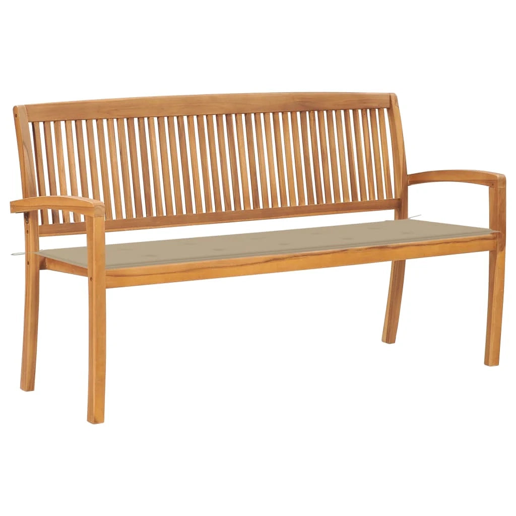 Panca da giardino mobili da esterno per patio panca da terrazza impilabile con cuscino 159 cm legno massello di teak 02_0011703
