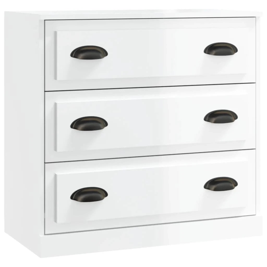 Buffet credenza cassettiera armadio mobile contenitore organizer per cucina soggiorno salotti set da 2 legno ingegnerizzato lucido bianco 02_0036719