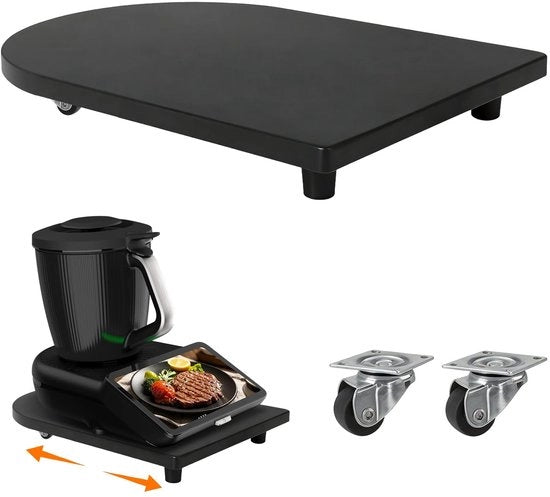 Gli Sfreganti con Ruote a 360° - Piastra di Scorrimento - in Legno - Pieghe di Gomma - Compatibile con Thermomix TM7 - Dimensioni 30 x 40 x 3 cm