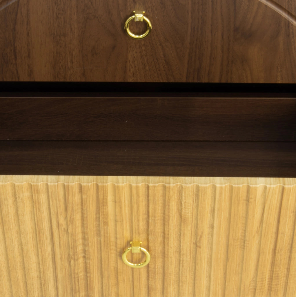 Credenza 120x40x81 cm con 6 cassetti; stile vintage; MDF e pannello truciolare; naturale