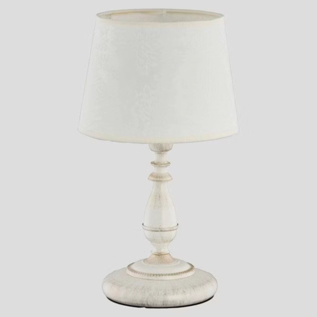 Lampada da tavolo classica bianca con paralume Roksana E14 Alfa