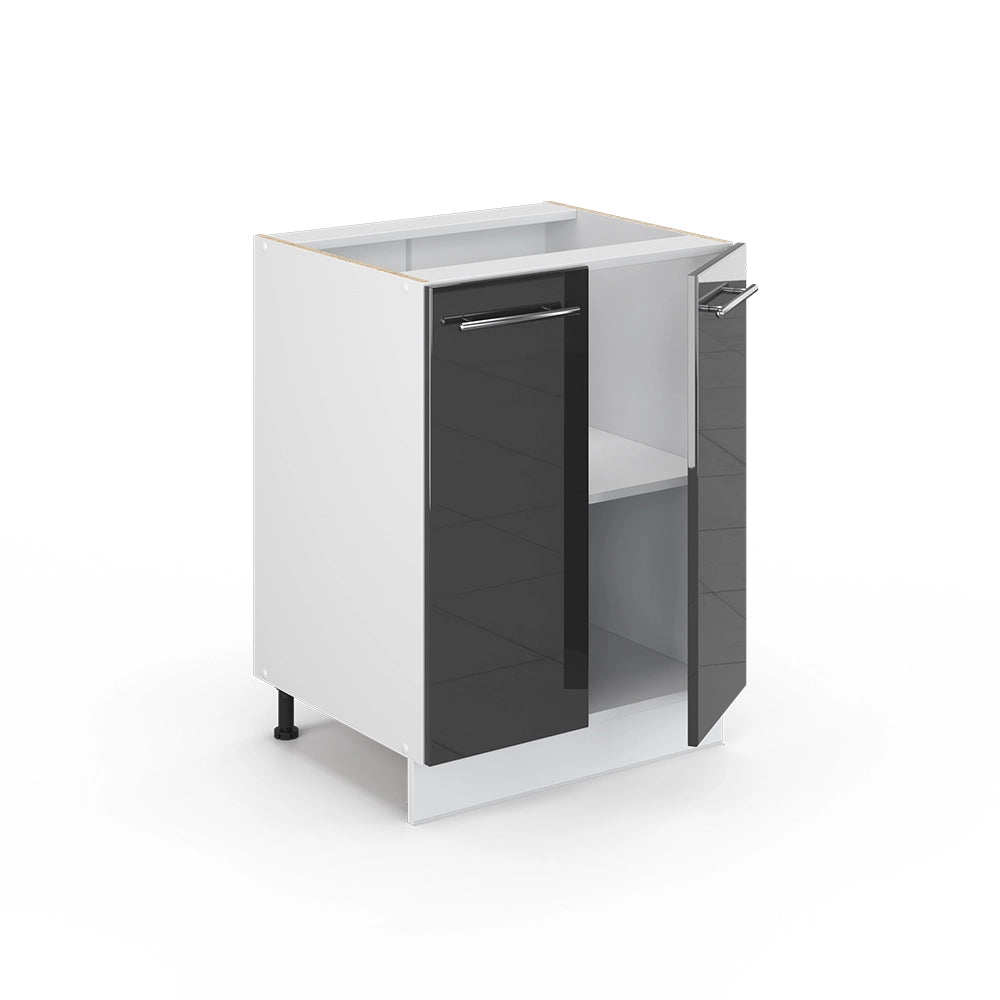 Mobiletto base cucina Fame-Line Antracite lucido/Bianco 60 cm senza piano di lavoro Vicco