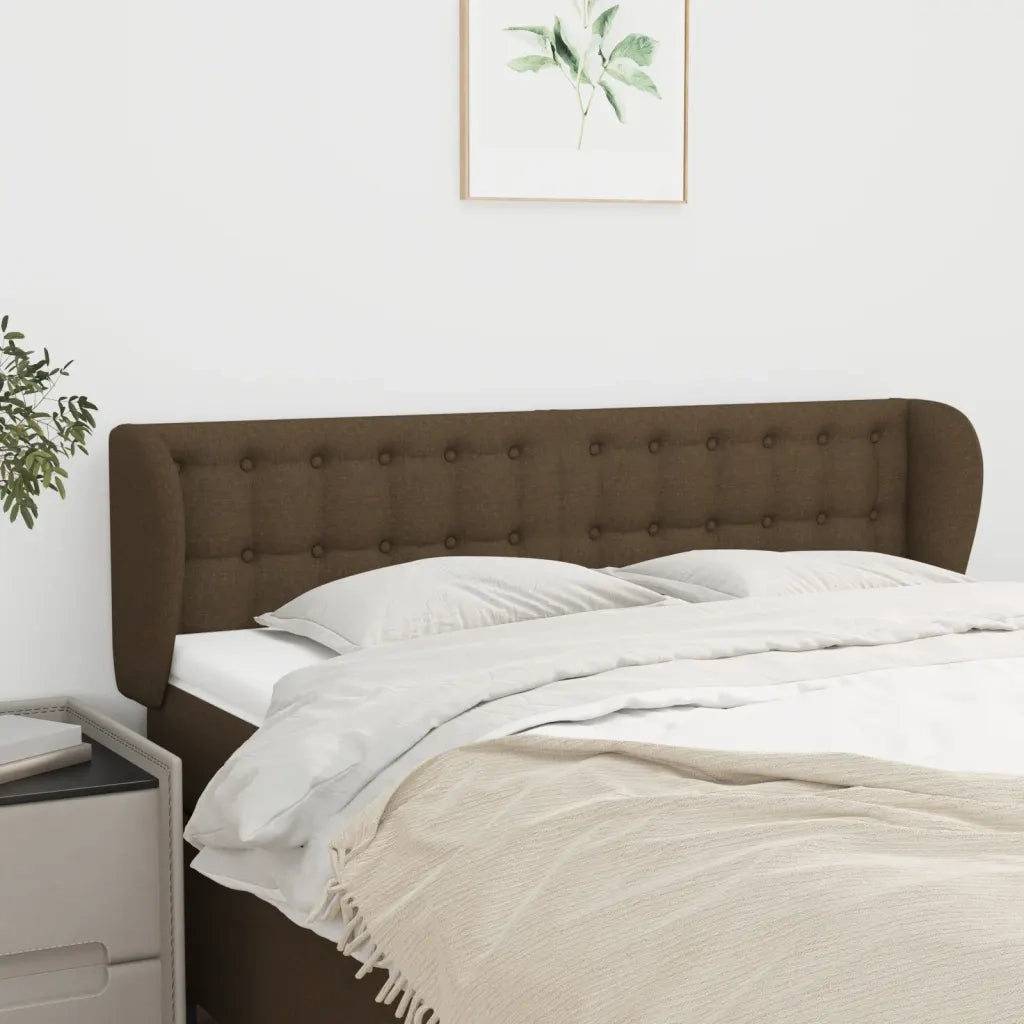 Testiera ad Orecchio-Testata con Orecchie Marrone Scuro 147x23x78/88 cm in Tessuto 101935