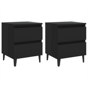 Comodini 2 pz-Set di 2 Tavolino da notte Neri 40x35x50 cm in Legno Multistrato