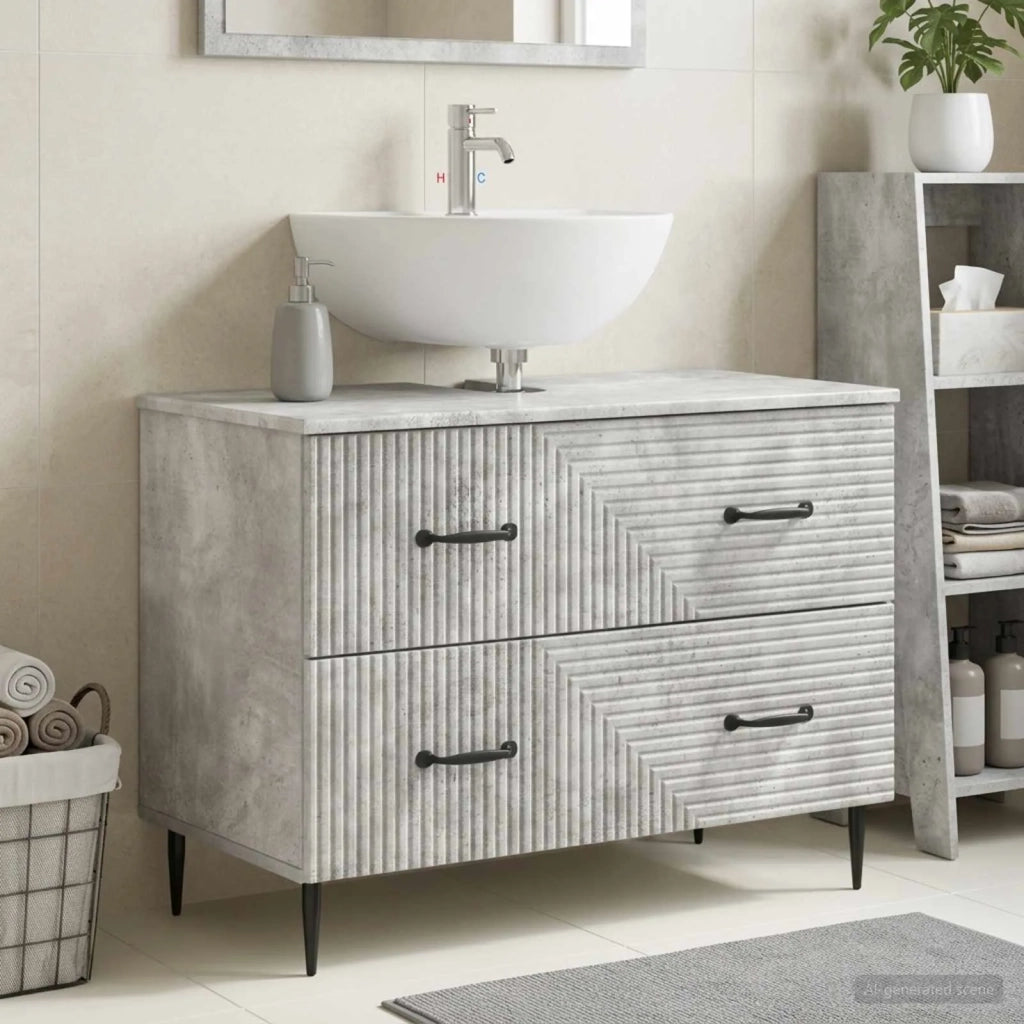 Armadio per Lavabo da Bagno HAARLEM Grigio Cemento 896798
