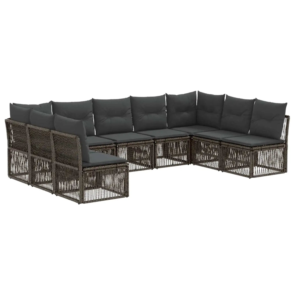 Set Divano da Giardino 9 pcs Grigio polyrattan 3434321
