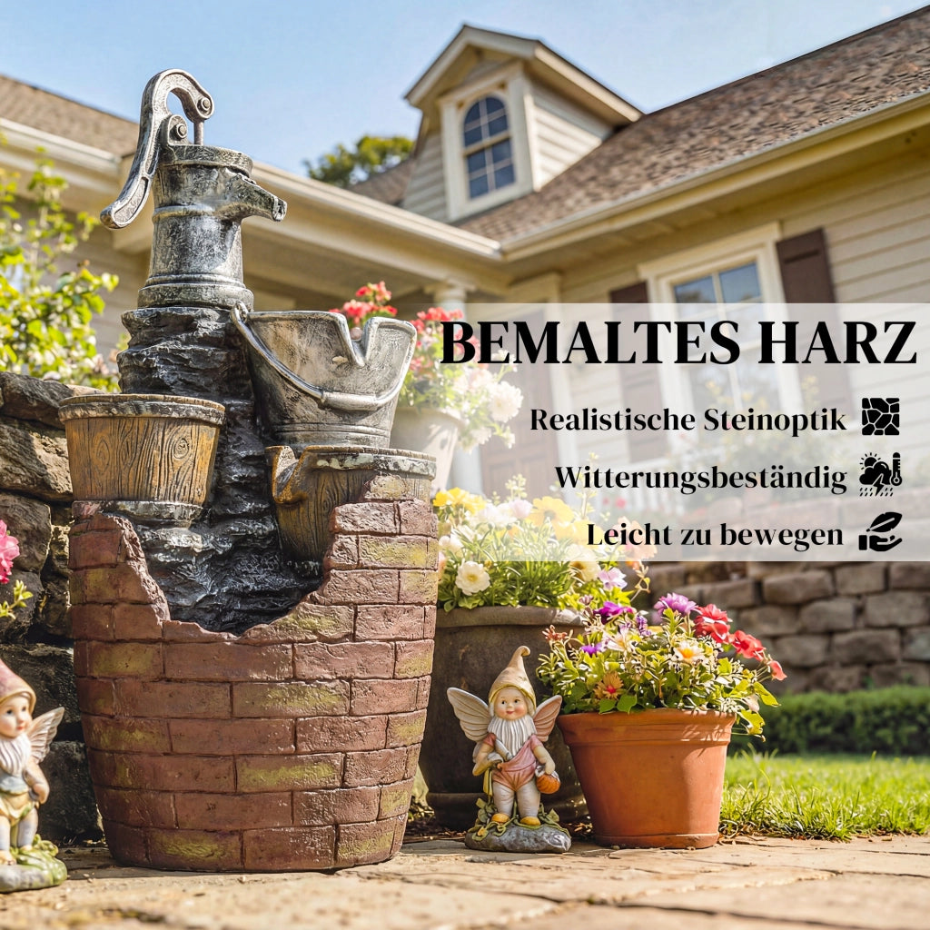 Fontana Rustica 4 Livelli con LED e Pompa ¨C Zephmum ¨C Grigio 34x31x76 cm