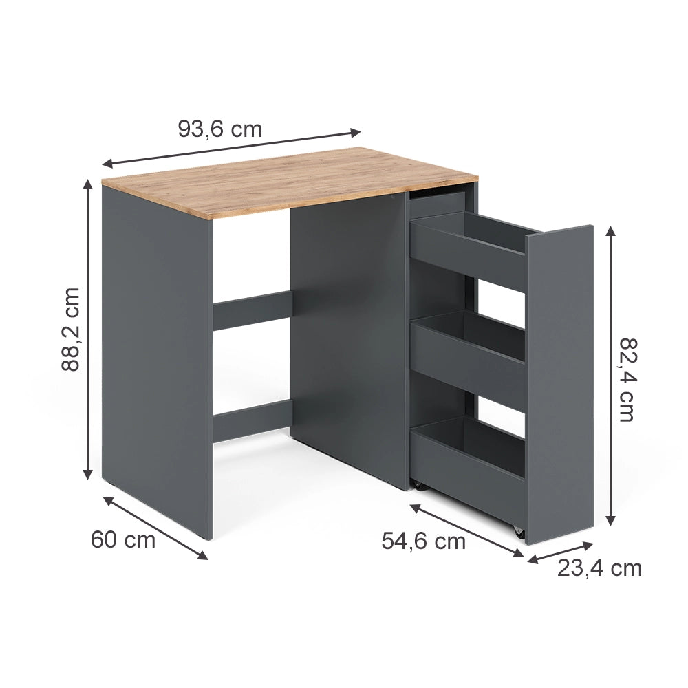 Mobile lavatrice Viktor Antracite/Rovere dorato 93.6 x 88.2 cm con 3 scomparti Vicco