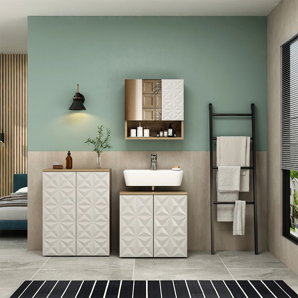Vicco Set di mobili da bagno Bianco 3 parti
