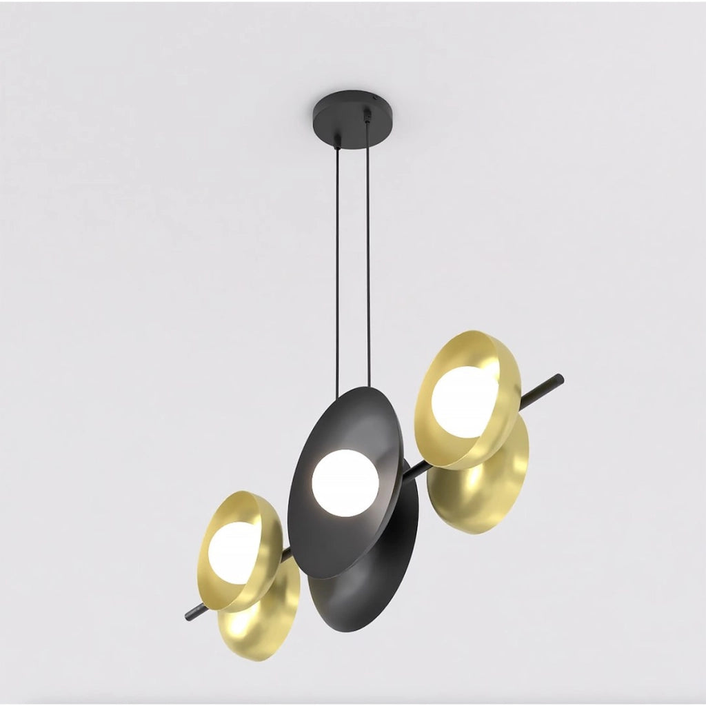 Lampada a sospensione Volum in acciaio nero e oro