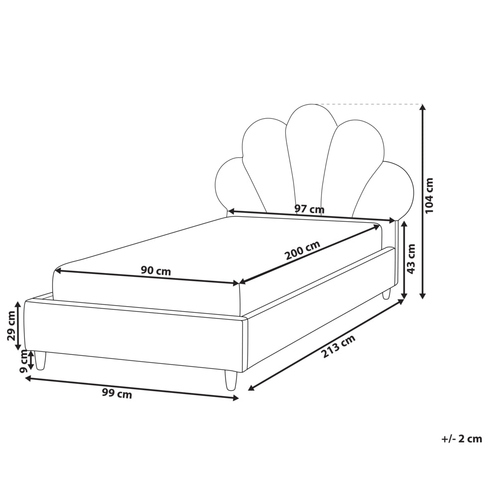 Letto con rete rivestita in velluto beige 90 x 200 cm testiera camera da letto moderna tradizionale per bambini