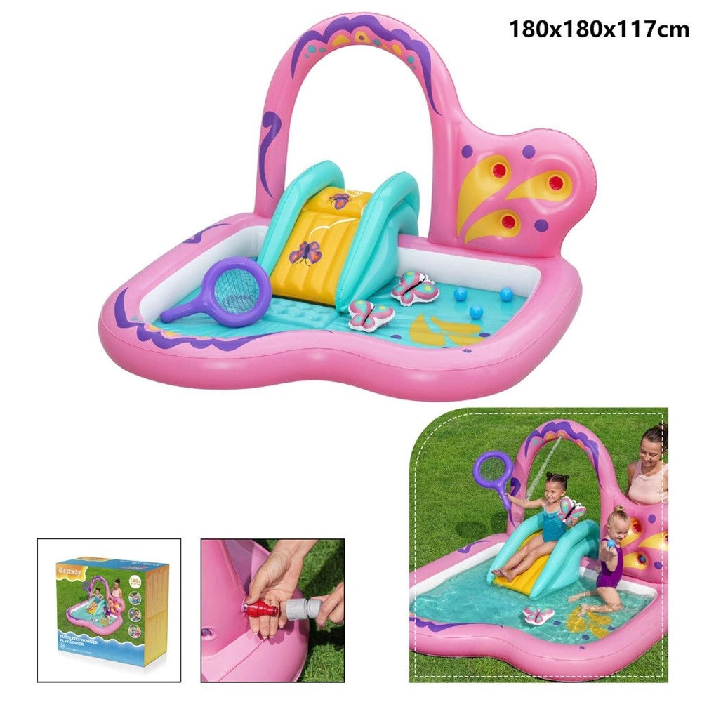 Trade Shop - Centro Giochi Gonfiabile Acquatico Per Bambine Forma Farfalla 180x180x117cm Piscina 53175 -