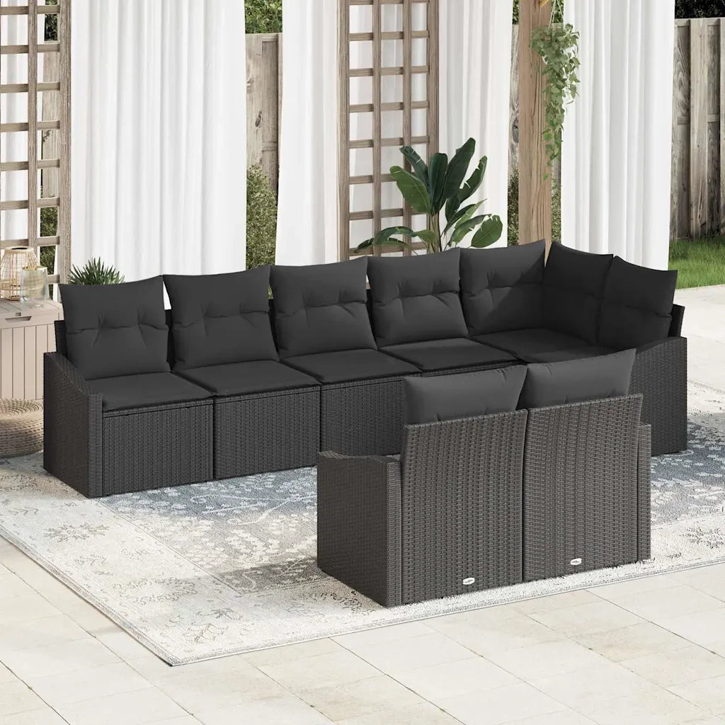 Set Divano da Giardino con cuscino 8 pcs Nero polyrattan 3355442