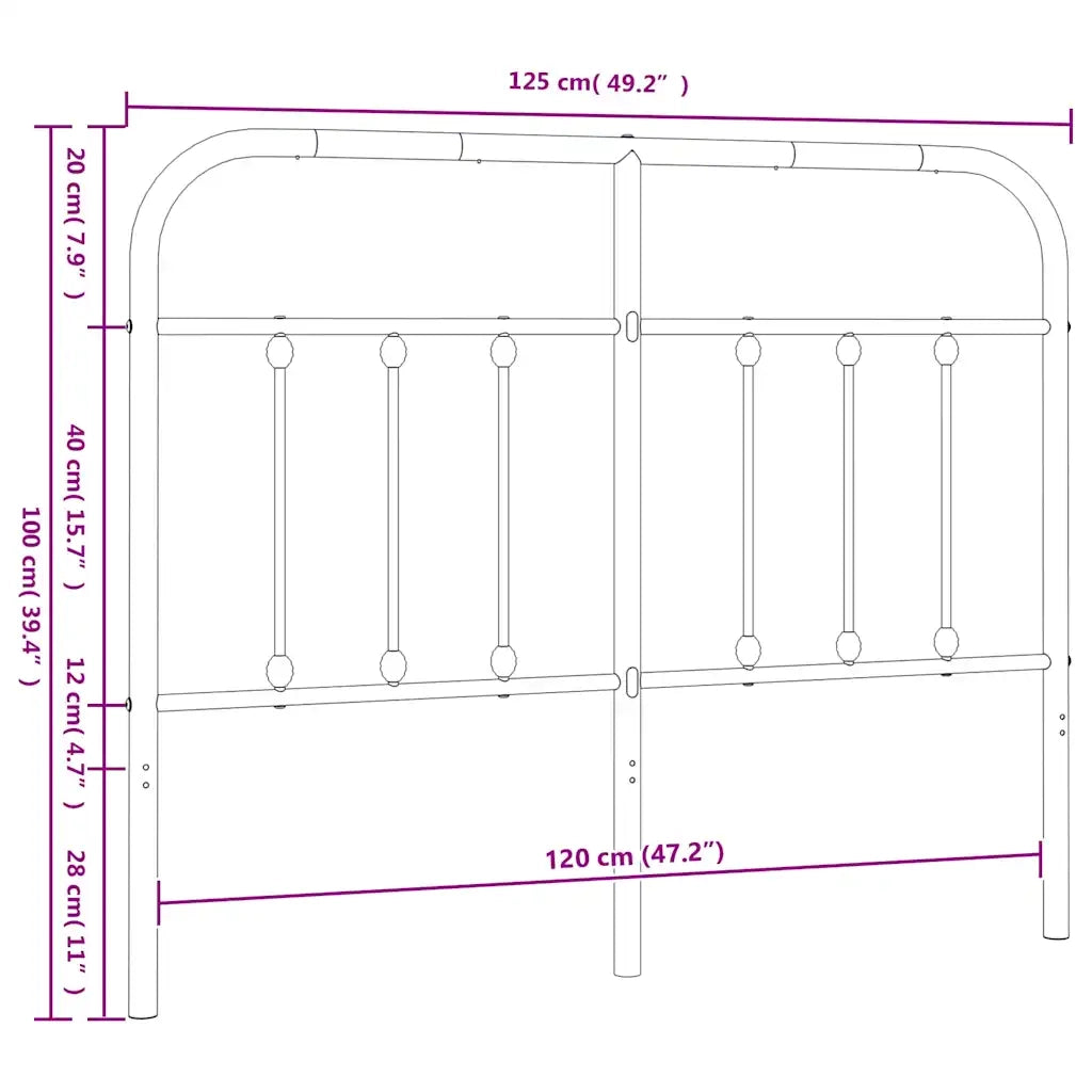 Testiera | Testata di Ricambio in Metallo Bianco 120 cm