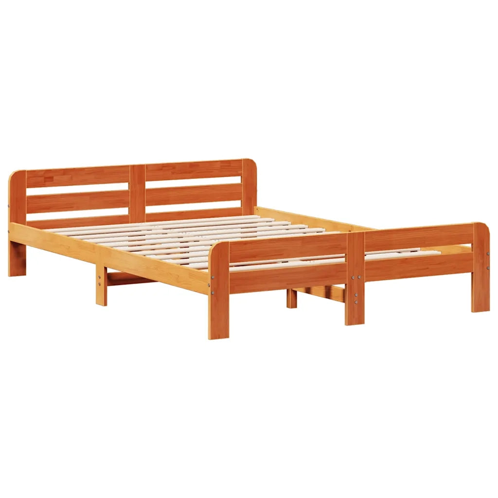 Letto senza Materasso Marrone Cera 160x200 cm in Legno di Pino