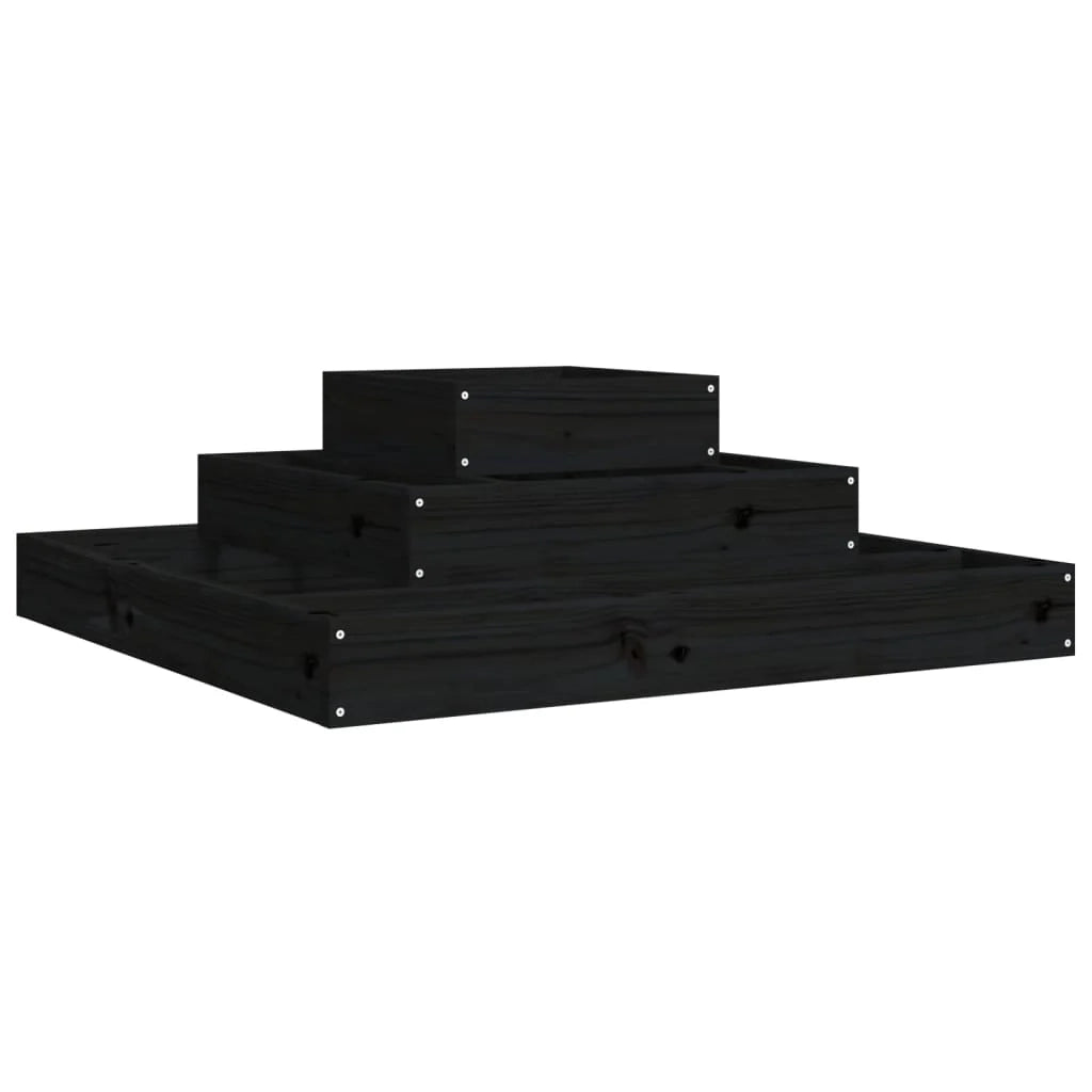 Fioriera rialzata per piante fiori terrazza giardino 80 x 80 x 27 cm legno massello di pino nero 02_0037906