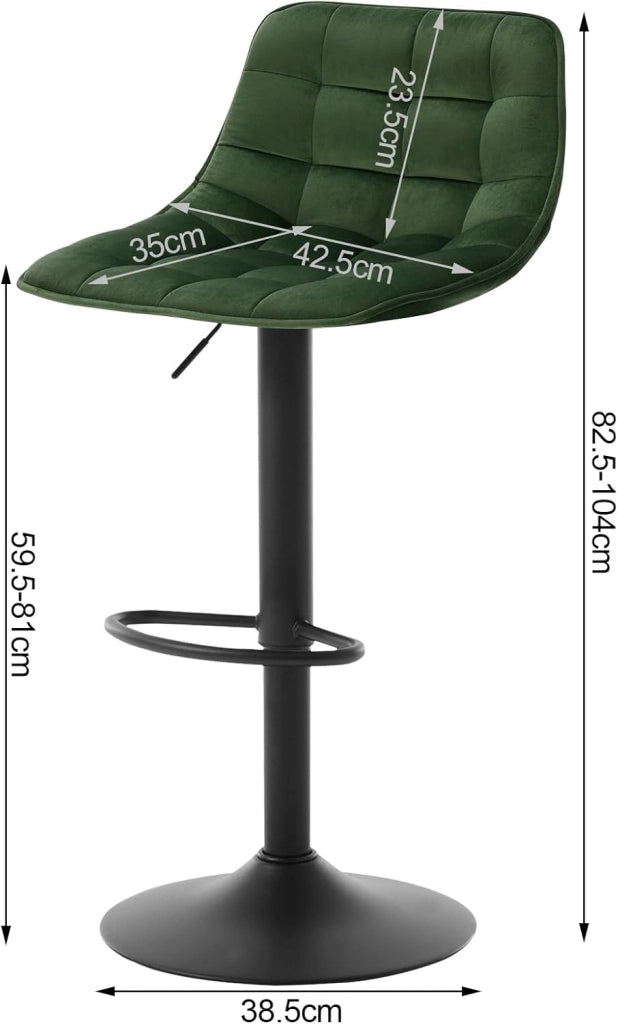 Set di 2 Sgabelli da Bar per Casa Moderni Sgabelli Cucina Girevoli con Poggiapiedi, in Velluto Verde Scuro BH273dgn-2