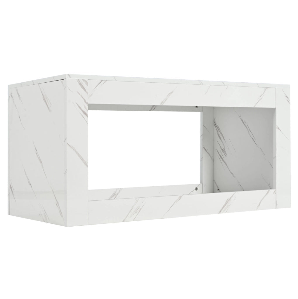Tavolino da caff猫 100x50x50 cm; LED con ampio vano portaoggetti; pannello truciolare bianco