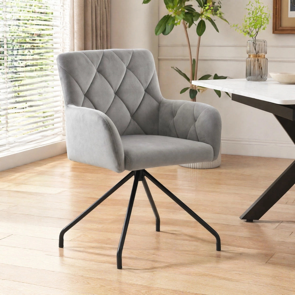 Set da 2 sedie da pranzo imbottite in velluto grigio chiaro con gambe in metallo