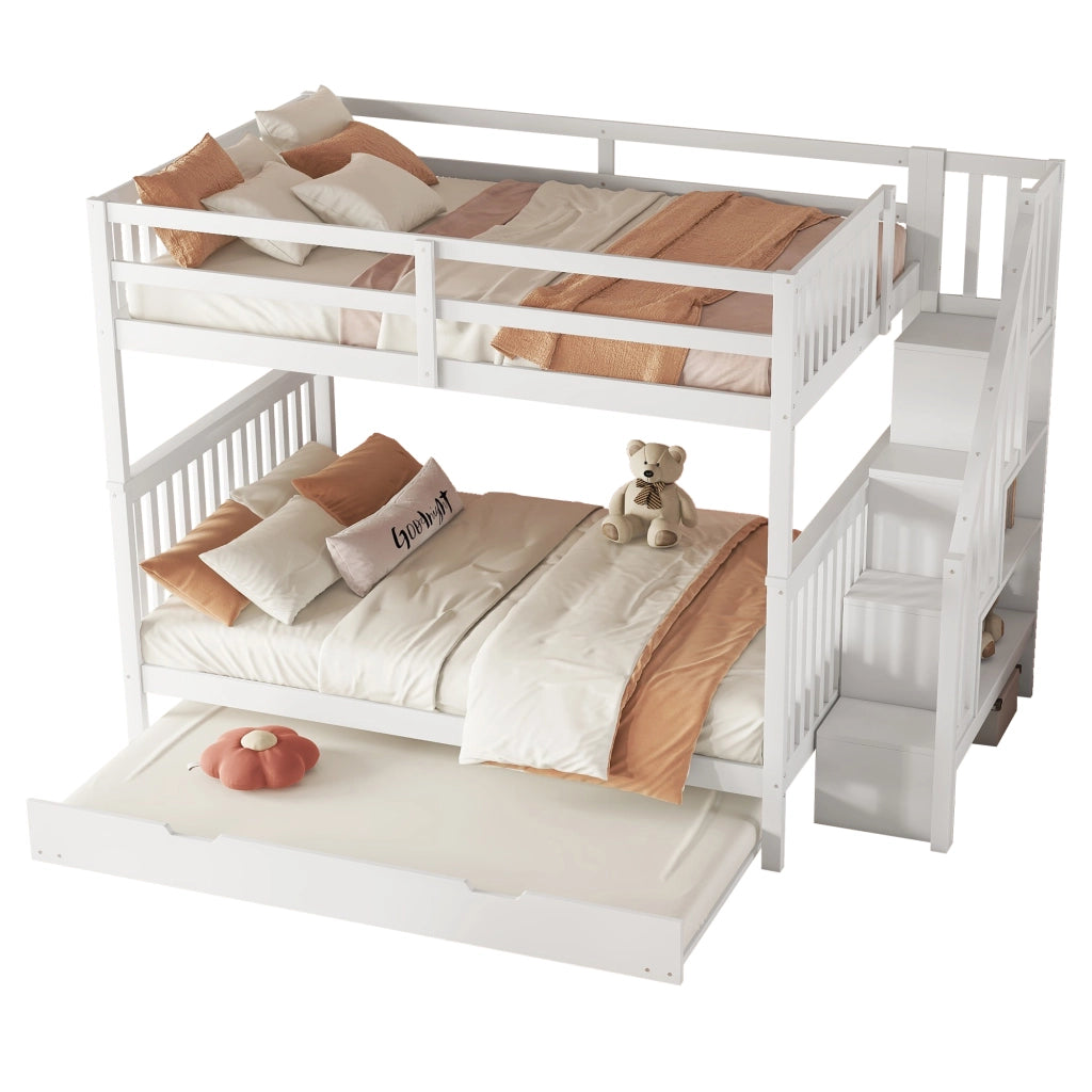LETTO a castello con letto estraibile 140x200 cm in pino e MDF Bianco