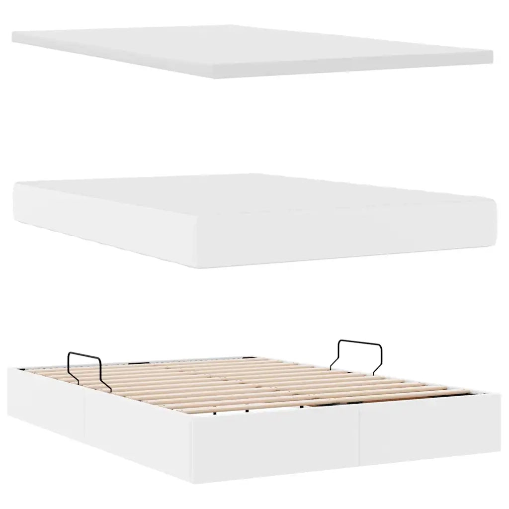 Letto con contenitore e materasso Bianco Puro 140 x 190 cm