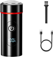 Elettrorasiatore portatile mini, idoneo per uomini, IPX7 impermeabile, elettrorasiatore portatile elettrico a doppia lama, adatto per uso domestico, auto, viaggio, ufficio