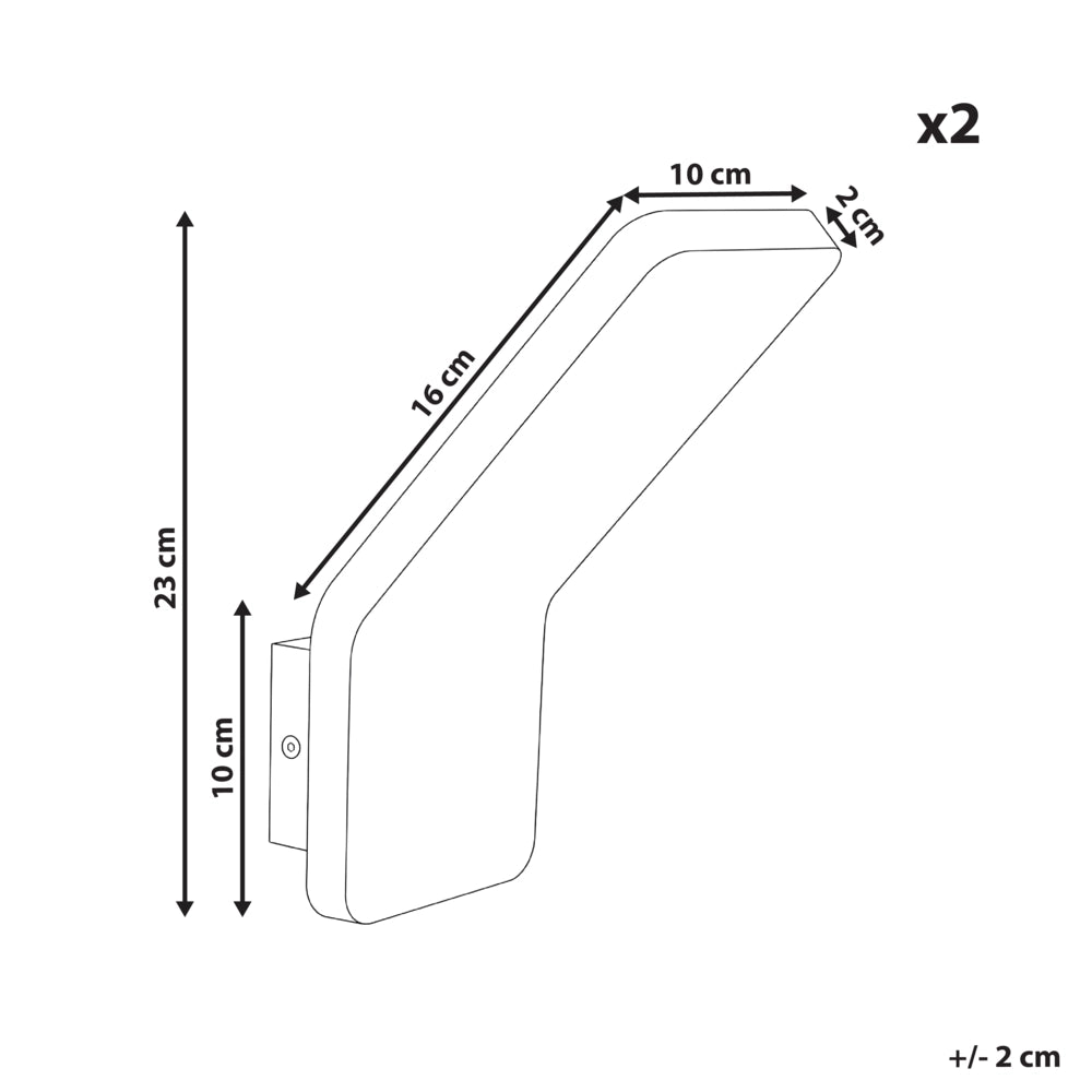 Set di 2 Lampade LED da Parete per Esterni Nere in Alluminio Illuminazione Decorativa d’Accento IP54 Design Moderno