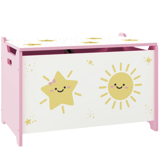 Baule Portagiochi per Bambini 60x37x39 cm con Coperchio in MDF Rosa