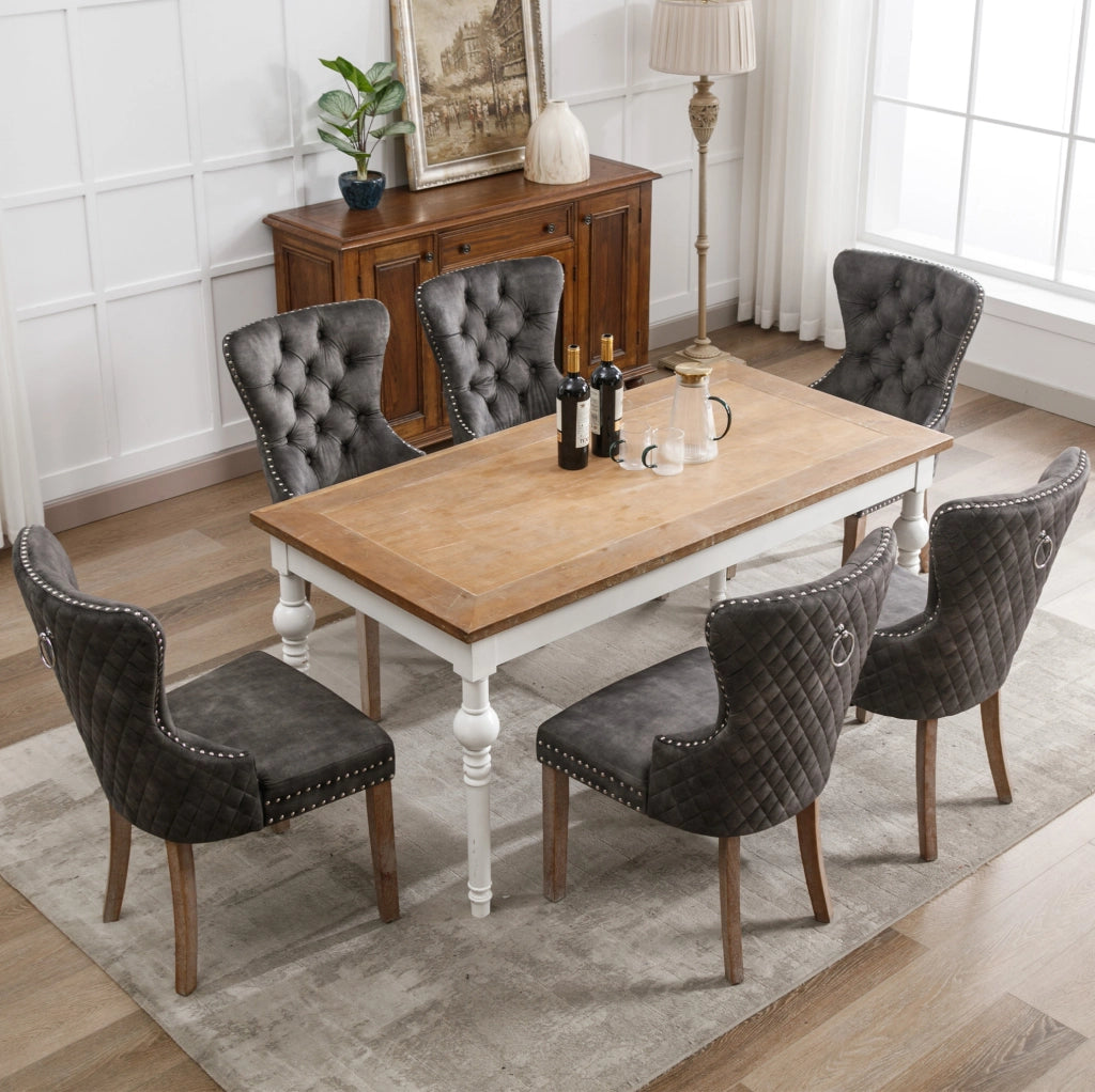 Sedia imbottita 53.5x61x95 cm con gambe regolabili; velluto; legno; grigio