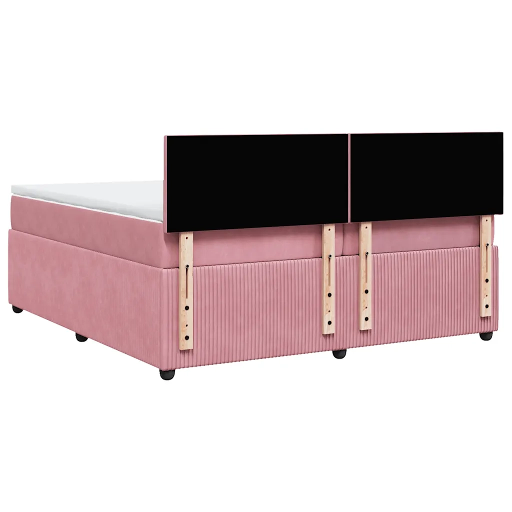 Giroletto a Molle con Materasso Rosa 200x200 cm in Velluto 3290129