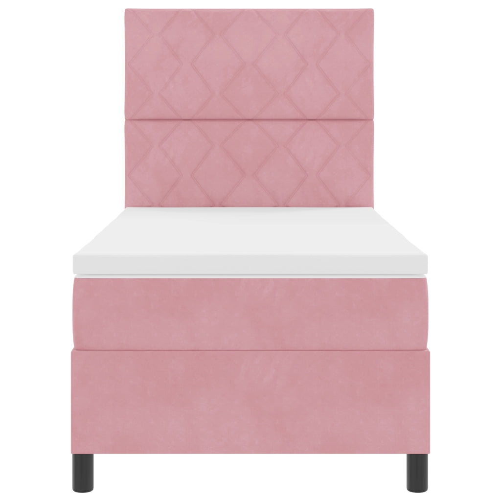 Letto a Box con Materasso Rosa 90x200 cm Velluto