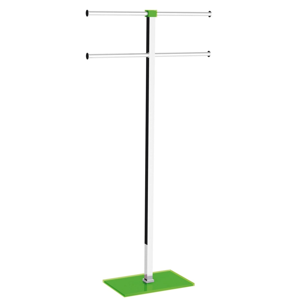 Piantana portasciugamani acciaio inox e resine termoplastiche serie Rainbow Gedy RA31 Verde Acido Trasparente