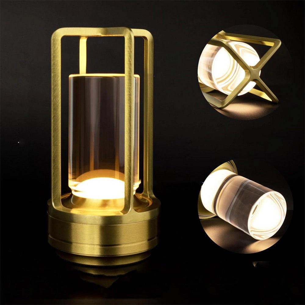 Trade Shop - Lampada A Led Da Tavolo 3 Watt Lanterna Lume Ricaricabile Touch Dimmerabile Cct D37-3c - Oro