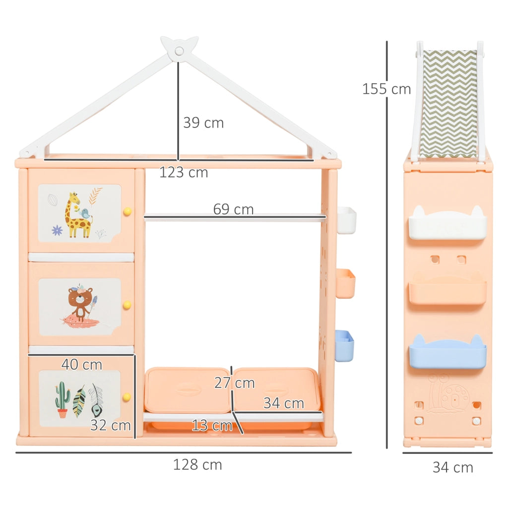 Armadio Cameretta con Contenitori e Appendiabiti ¨C Zephmum ¨C Arancione 128x34x155cm