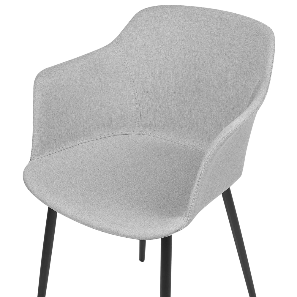 Set di 2 sedie da pranzo in tessuto grigio chiaro imbottito con gambe nere Stile retrò Mobili per il soggiorno