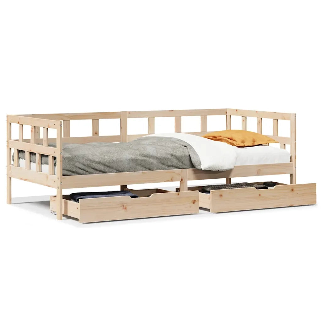 Dormeuse con Cassetti 90x190 cm in Legno Massello Pino 3302087