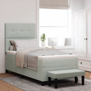 Letto Box Spring con Materasso e Panchina Grigio Chiaro 100x200 cm Velour