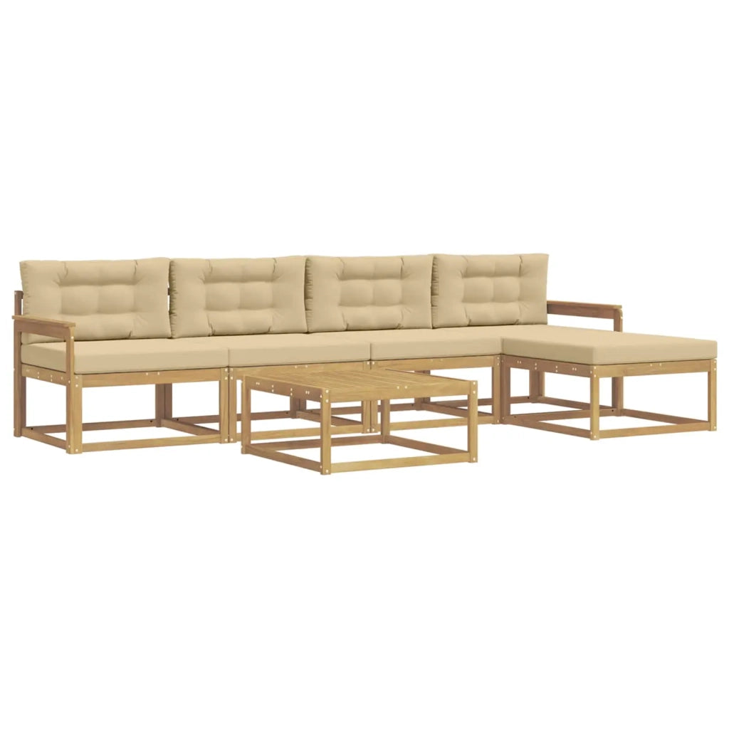 Set di divani da esterno 6 pcs Bianco e Beige 79 x 79 x 37 cm 3386332