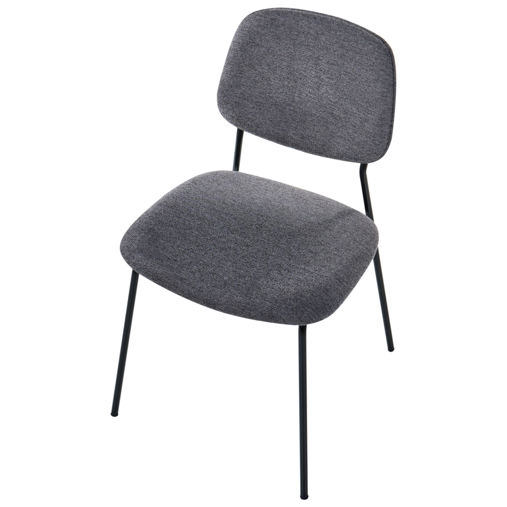 Set di 4 sedie da pranzo grigio nero poliestere gambe in ferro senza braccioli cappucci protettivi design minimalista moderno impilabili