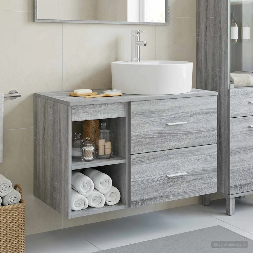 Set di mobili per il bagno 2 pcs Sonoma grigio 3403909