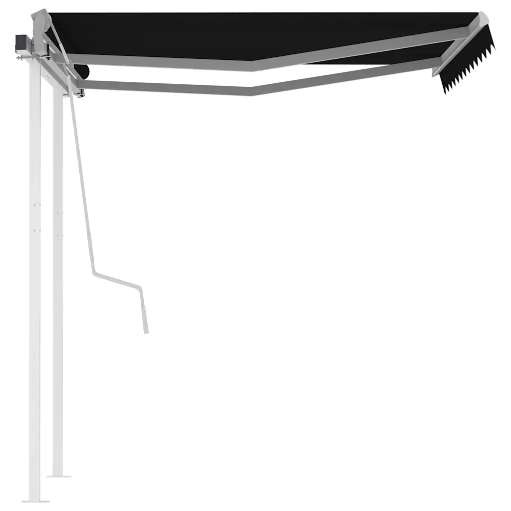 Tenda da Sole Retrattile Manuale con Pali 3,5x2,5m Antracite 3069919