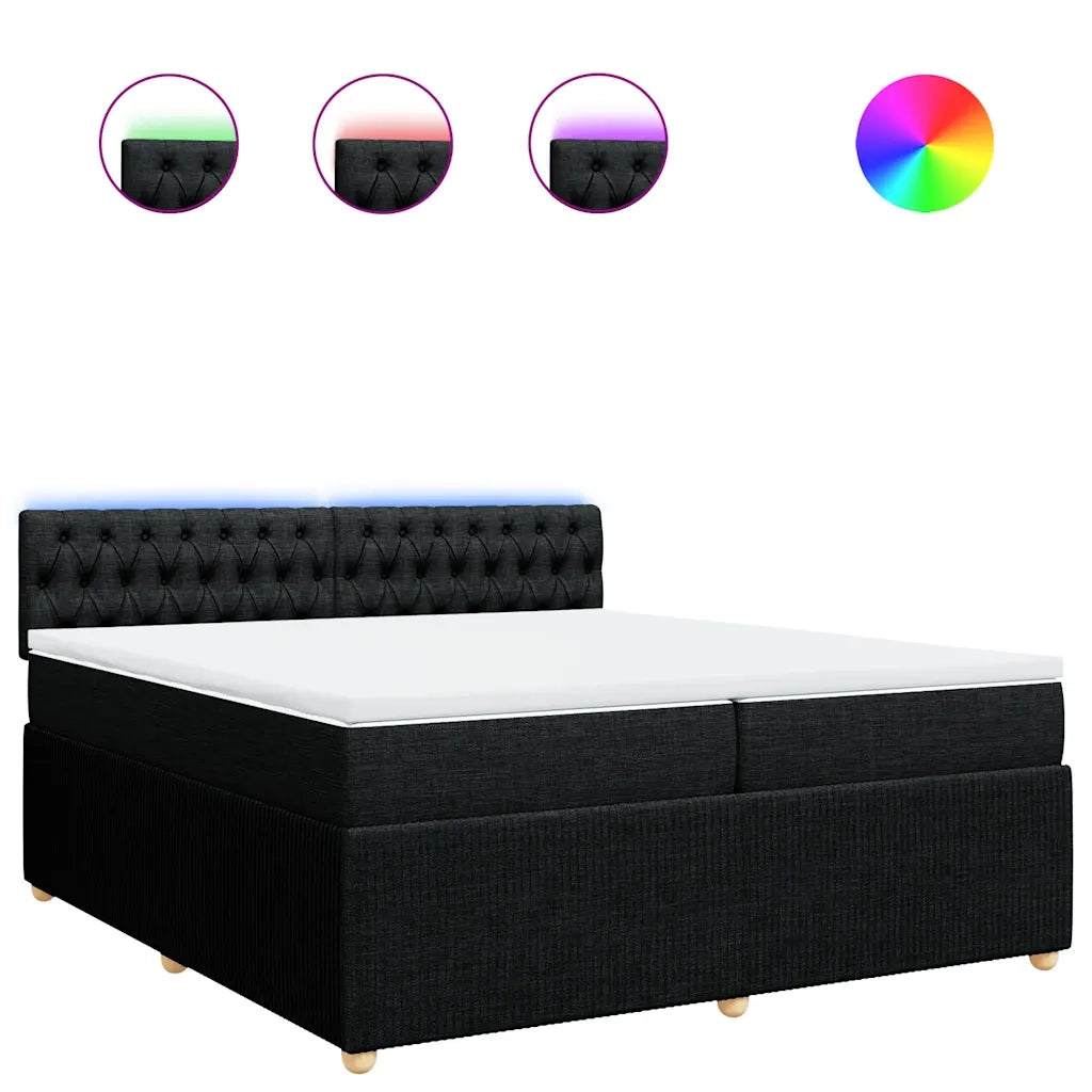 vidaXL Giroletto a Molle con Materasso Nero 200x200 cm in Tessuto