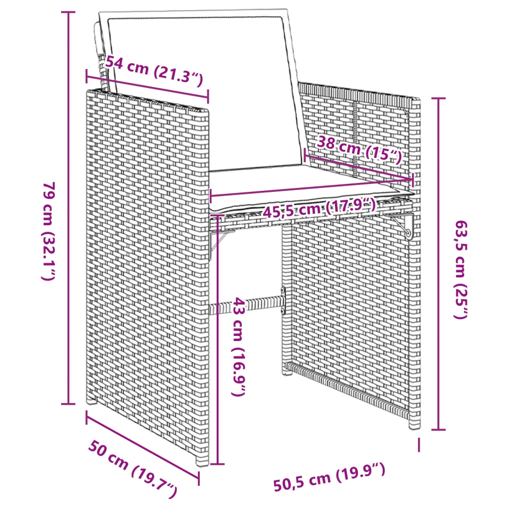 Set di Mobili da Giardino con Cuscini Grigio Chiaro Polirattan