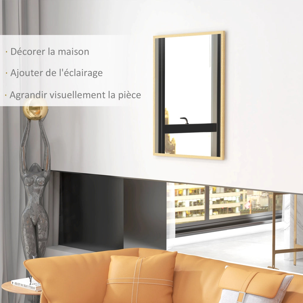 Specchio rettangolare per parete ¨C zephmum ¨C legno naturale 90x70 cm