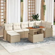 Set Divano da Giardino con cuscino 8 pcs beige e panna
