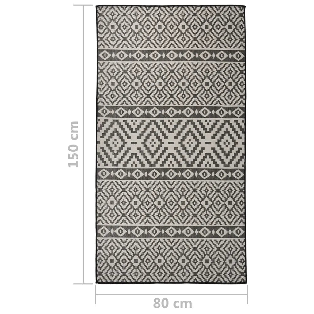 Tappeto da Esterni a Tessitura Piatta 80x150 cm Strisce Nere cod mxl 68459