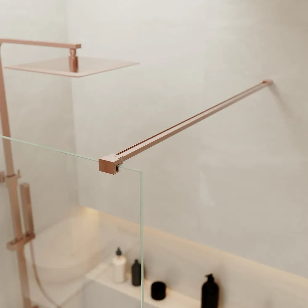 Doccia walk-in 80 cm vetro 8mm anticalcare h200 profilo rame spazzolato | Keros